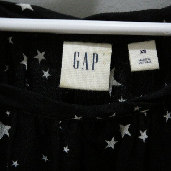 Gap Black & White Stars 3/4 Bell Sleeve Blouse Ruffle Trim-Size XS - Picture 5 of 5